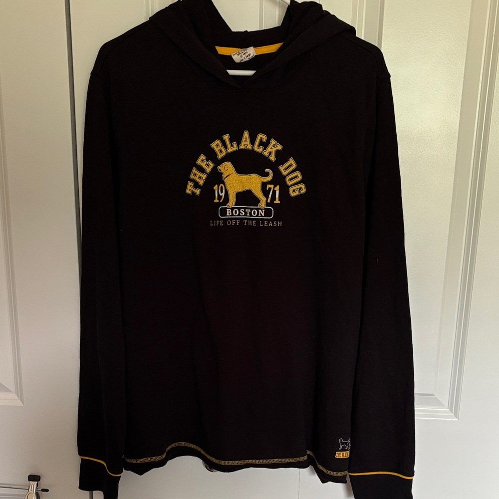 NWOT The Black Dog Black Hoodie with Yellow Accents